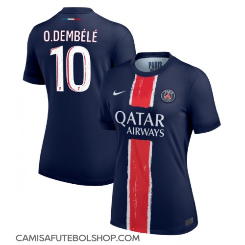 Camisa de time de futebol Paris Saint-Germain Ousmane Dembele #10 Replicas 1º Equipamento Feminina 2024-25 Manga Curta